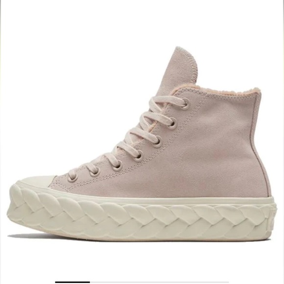 Converse Chuck Taylor All Star Lift 'Pink' 569563C Platform Suede Pink Sneakers - Picture 4 of 7